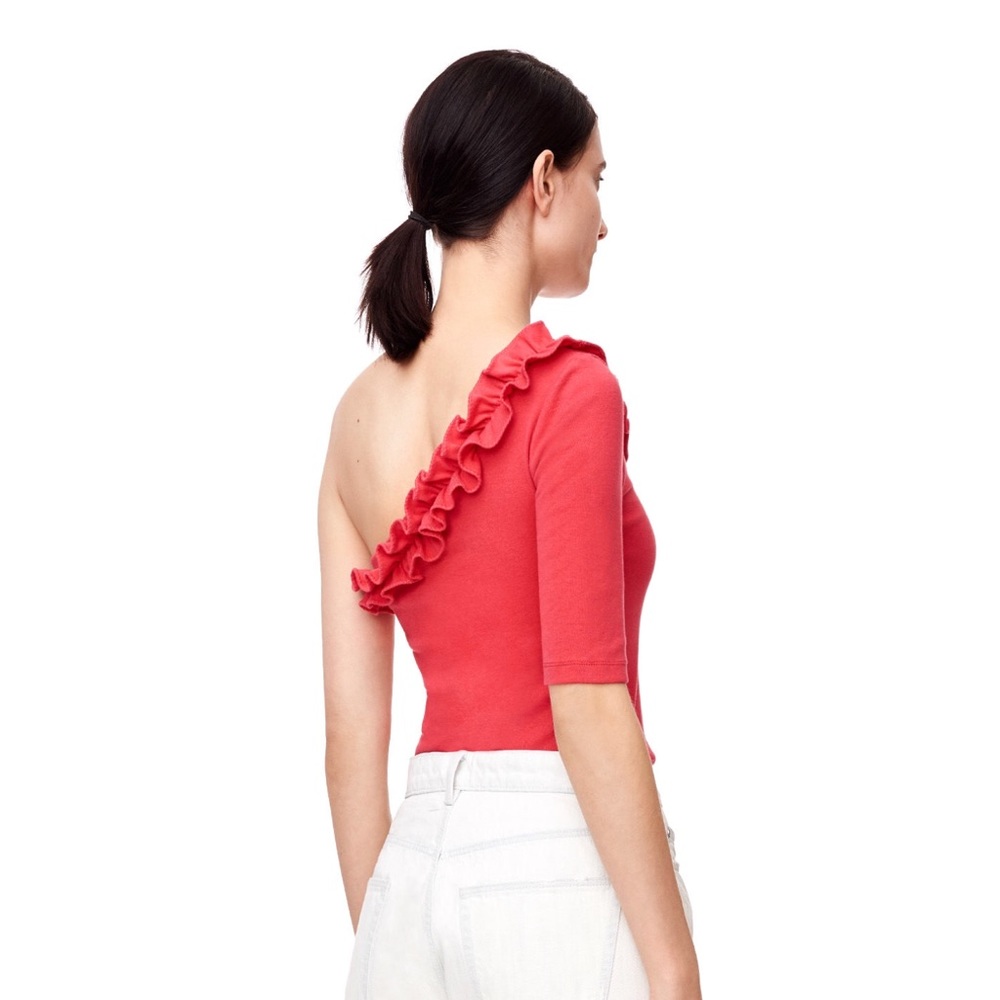 La Vie One Shoulder Ribbed Jersey Top - Picture 3 of 7